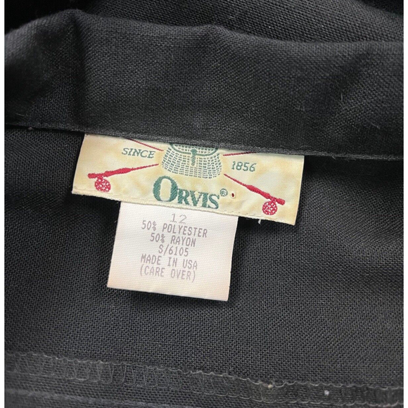Vintage 90s Orvis Dress Womens Size 12 Black Y2K Cottagecore USA Button Down - Picture 3 of 5